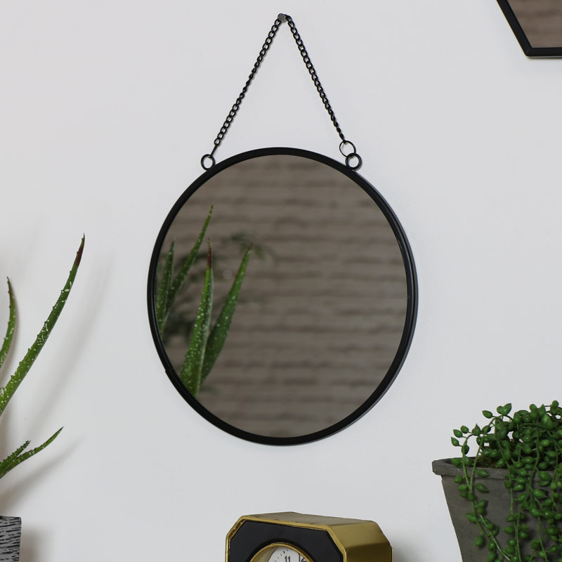Round Black Wall Mirror