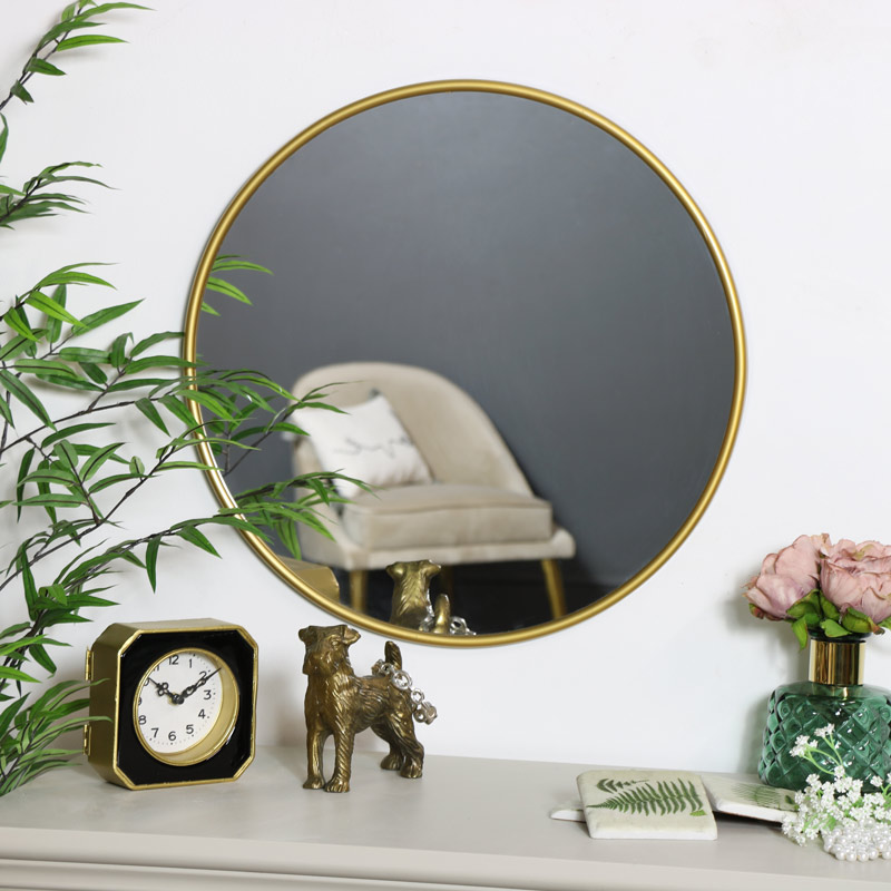 Round Gold Wall Mounted Mirror 50cm X, Wall Mounted Mirrors