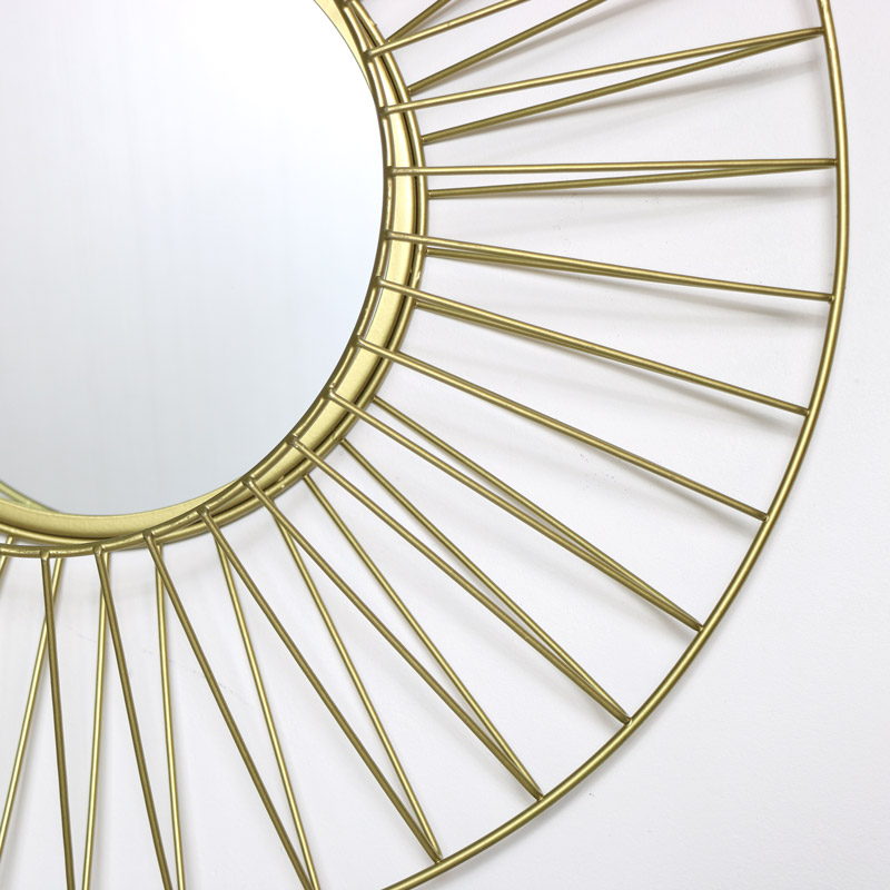 Round Gold Wire Wall Mirror