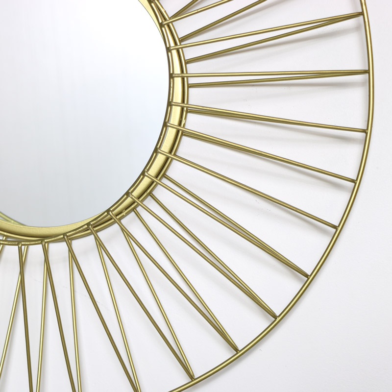 Round Gold Wire Wall Mirror