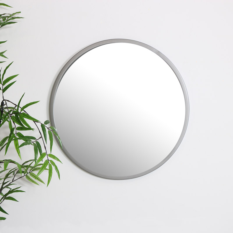 round silver mirror
