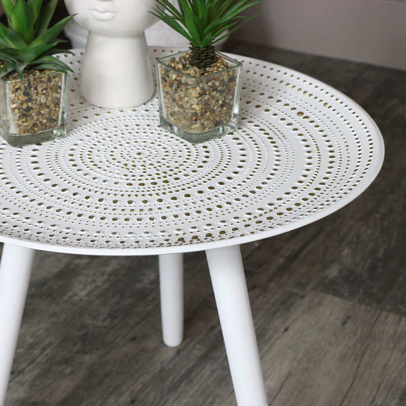 Round White Side Table