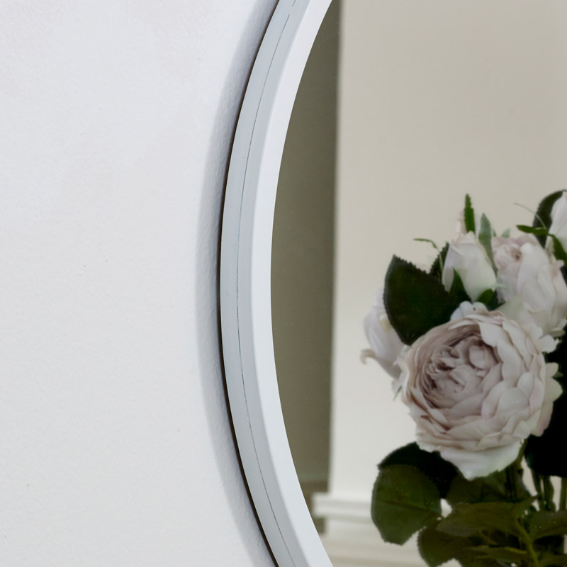 Round white wall mirror minimalist hallway living room bathroom decor