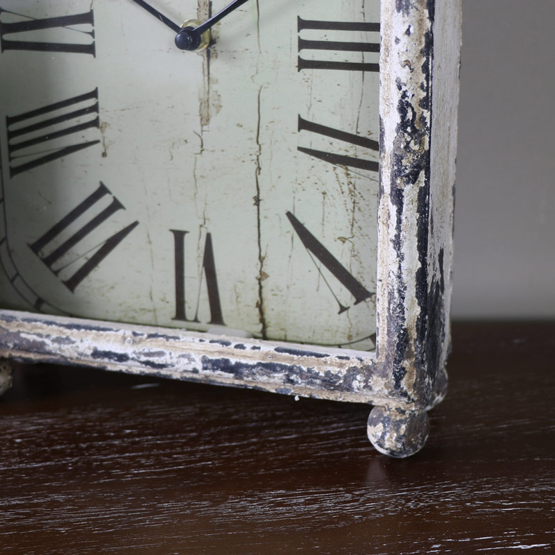 Rustic Antique Cream Vintage Mantel Clock