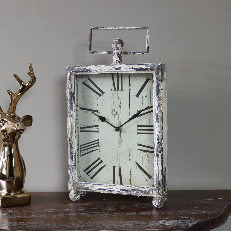 Rustic Antique Cream Vintage Mantel Clock