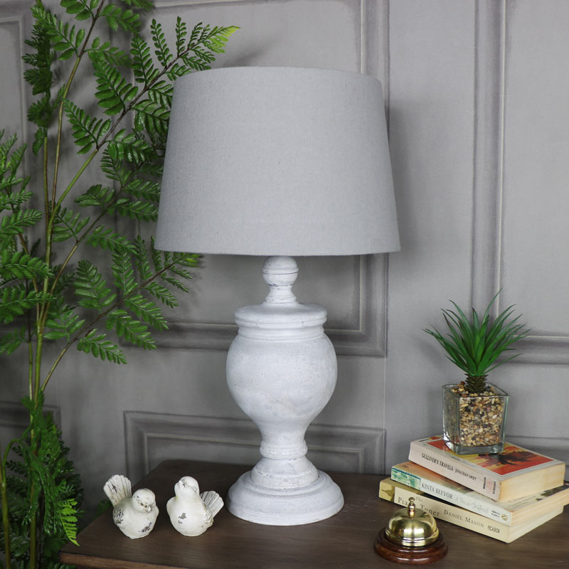 grey and white lamp