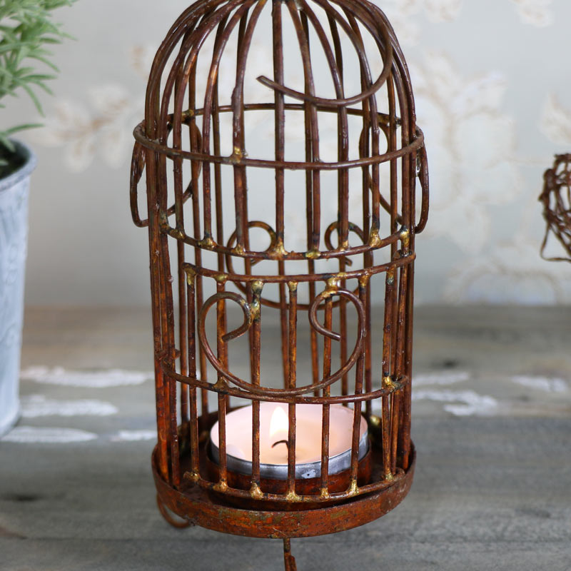 Rustic Birdcage Tealight Candle Lantern