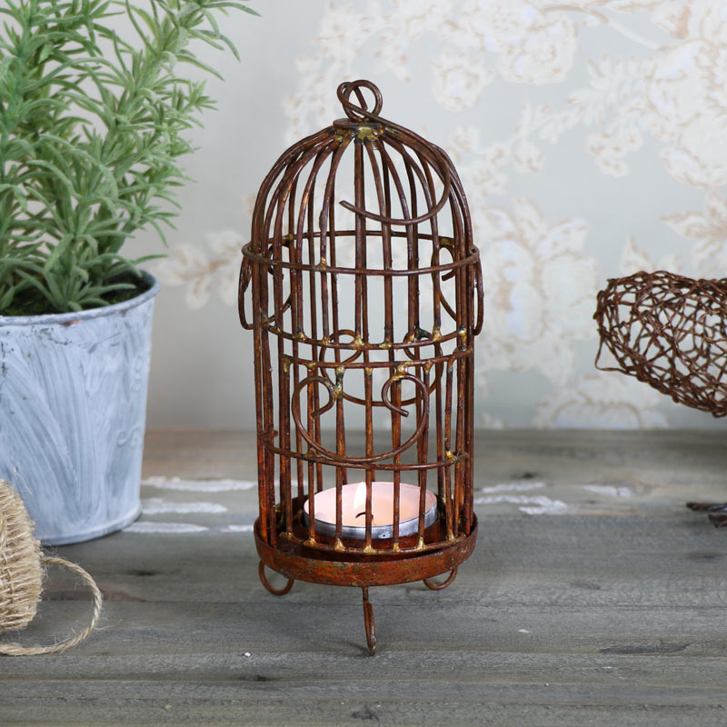 Rustic Birdcage Tealight Candle Lantern