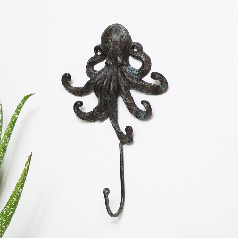 Rustic Brown Octopus Wall Hook