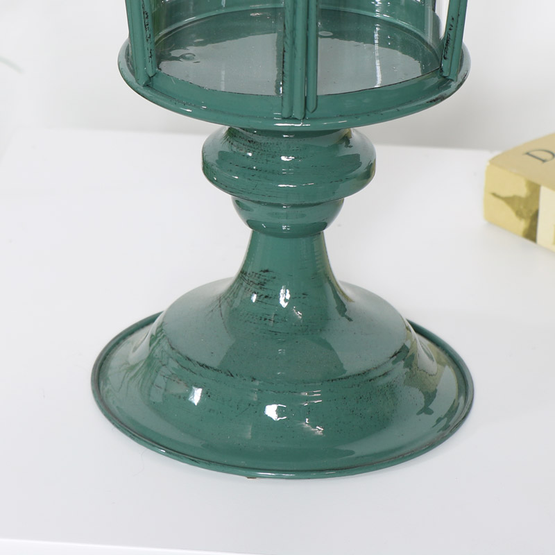 Rustic Green Metal Candle Lantern