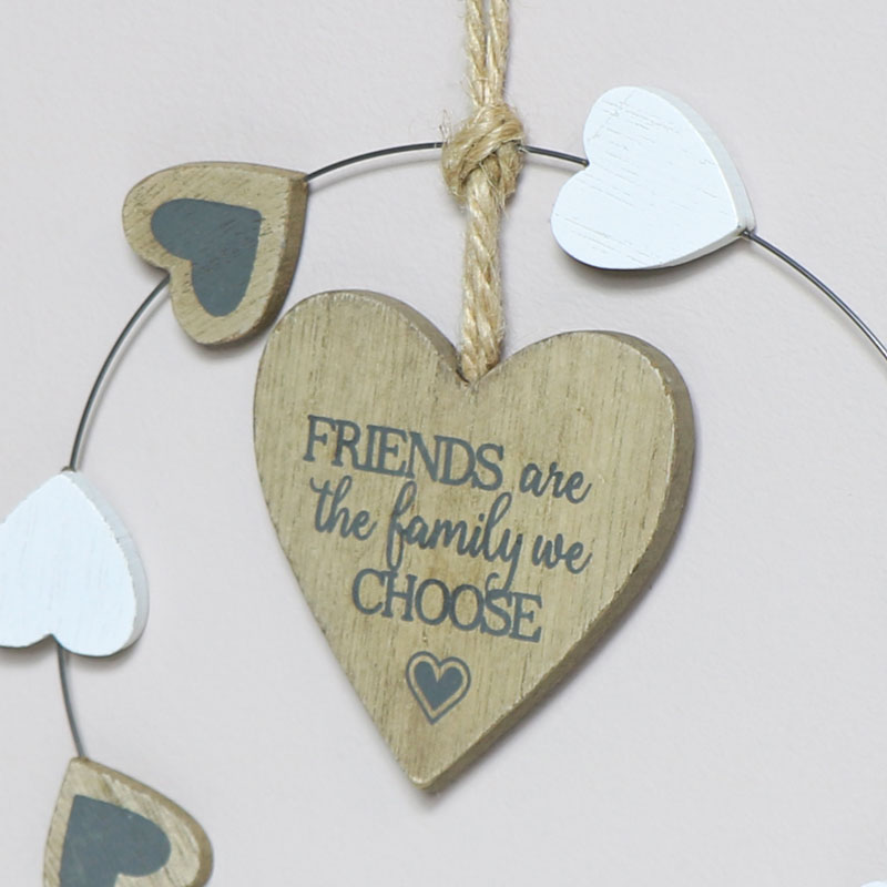 Rustic Hanging Heart Friend Plaque