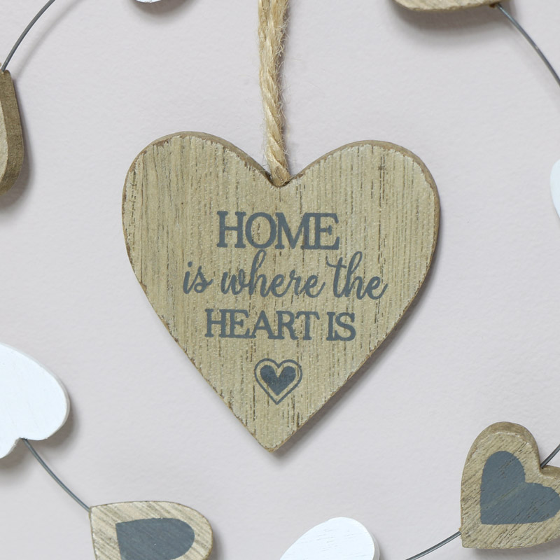 Rustic Hanging Heart Home Plaque