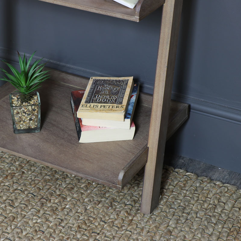 Rustic Leaning Ladder Bookcase Shelving Unit