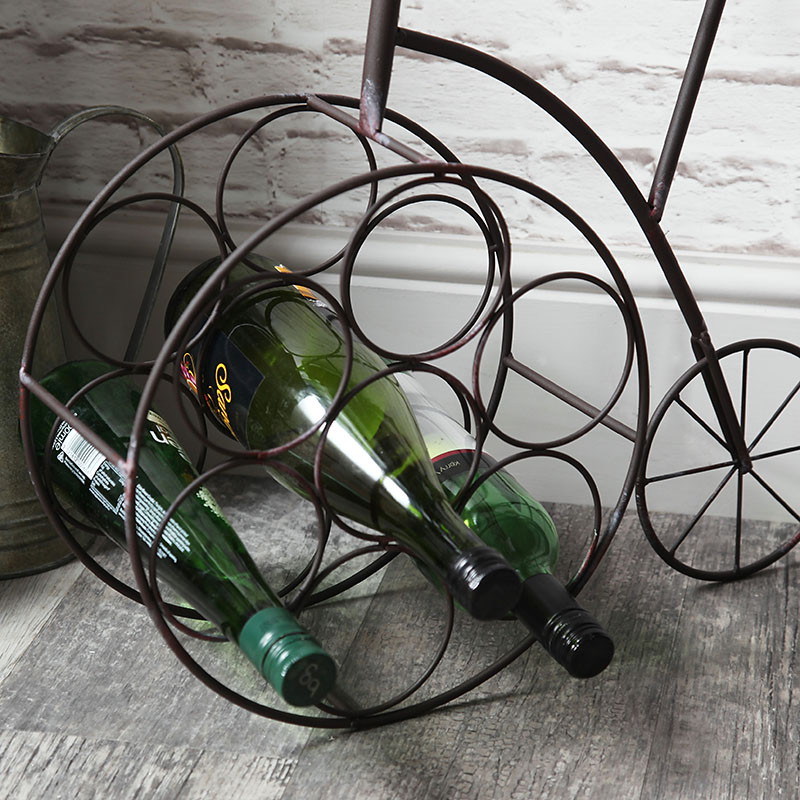 Rustic Metal Penny Farthing Wine Rack