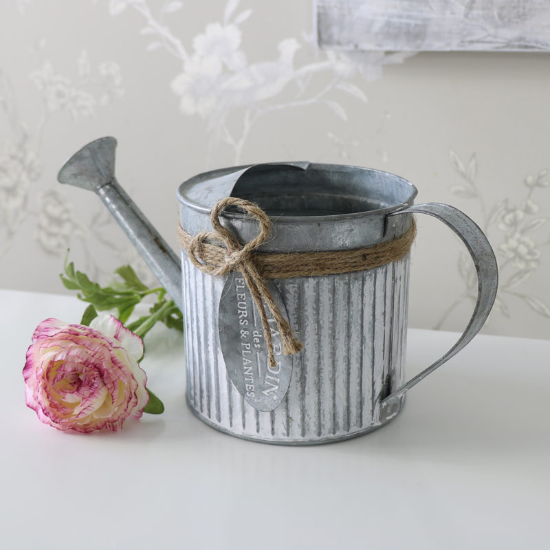 Rustic Metal Watering Can Planter