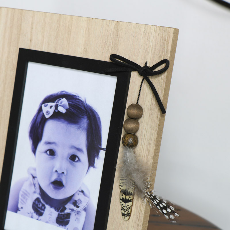 Rustic Photo Frame with Feather Detail