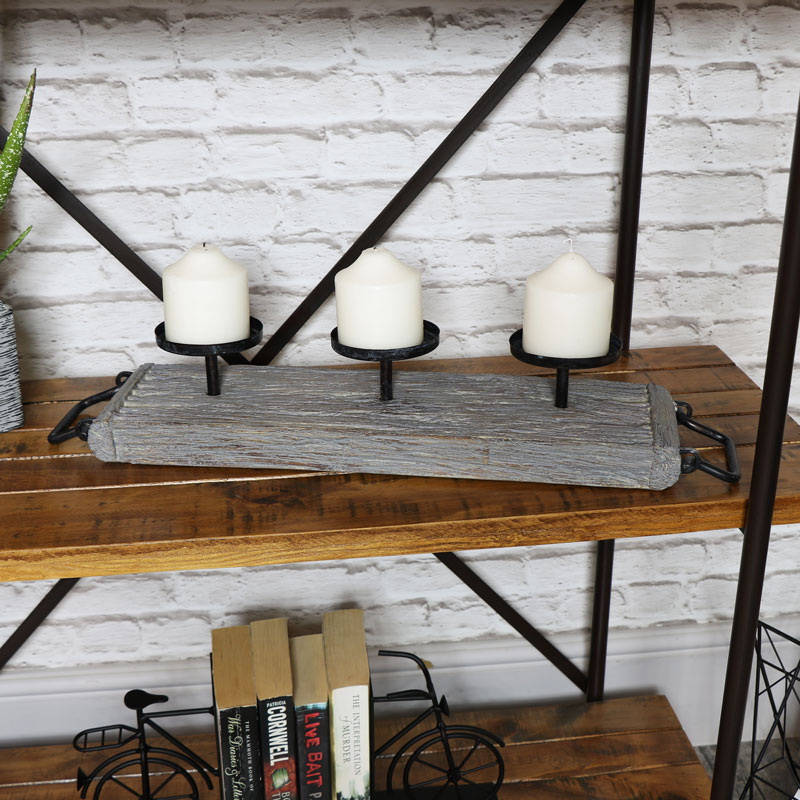 Rustic Pillar Candle Holder Stand