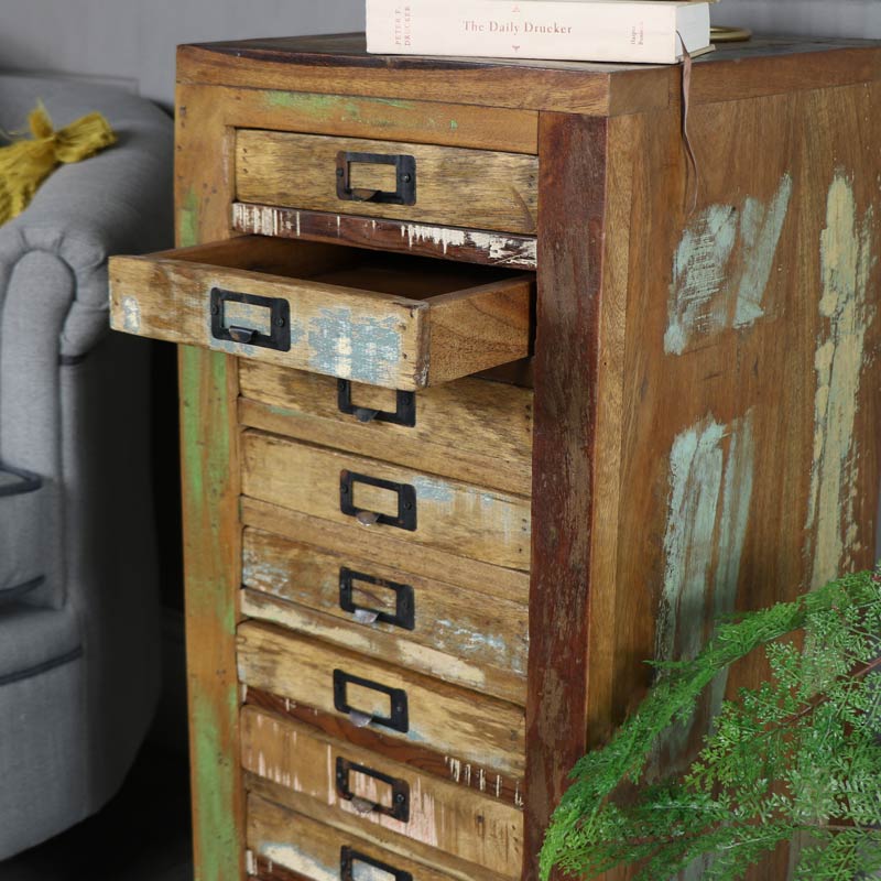 Rustic Reclaimed Wood 10 Drawer Chest