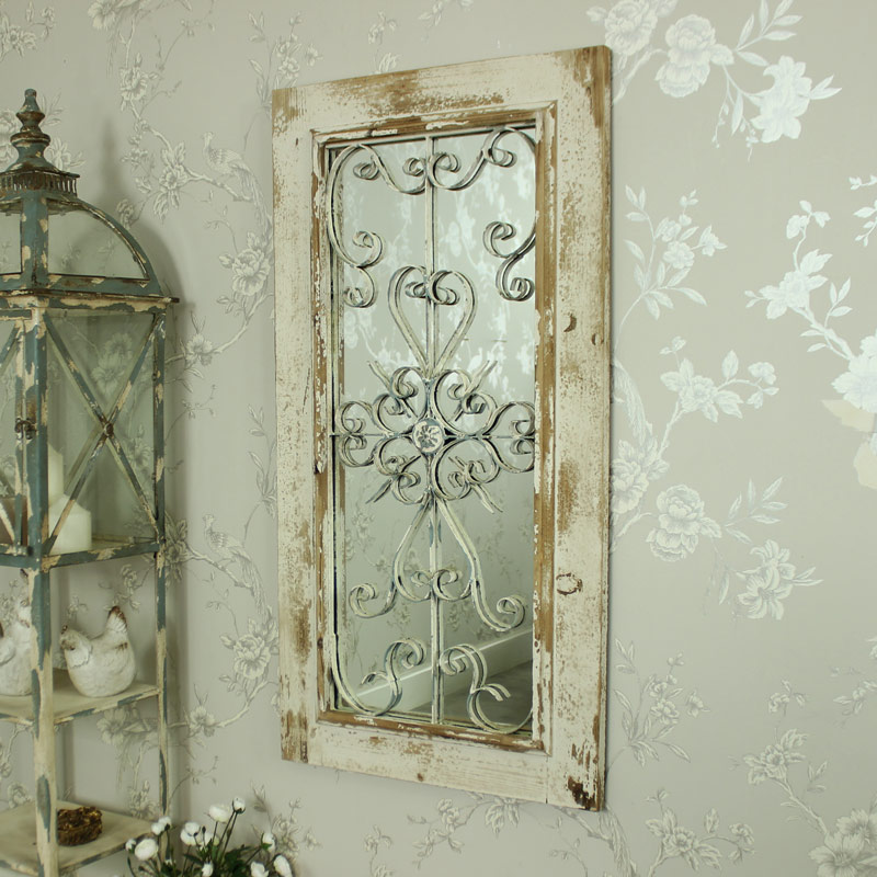 Rustic Wall Mirror with Ornate Front