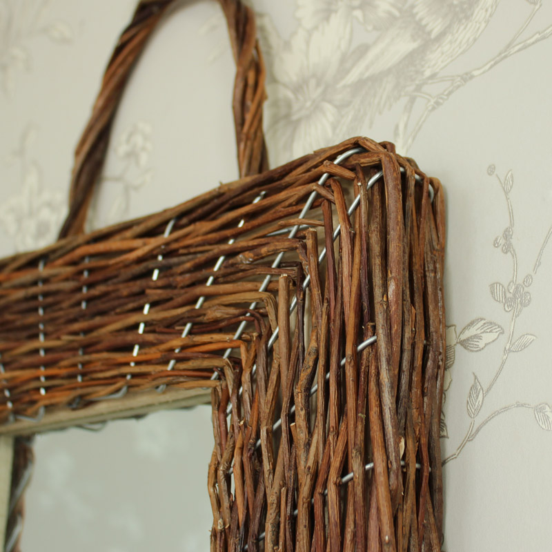 Rustic Wicker Wall Mirror