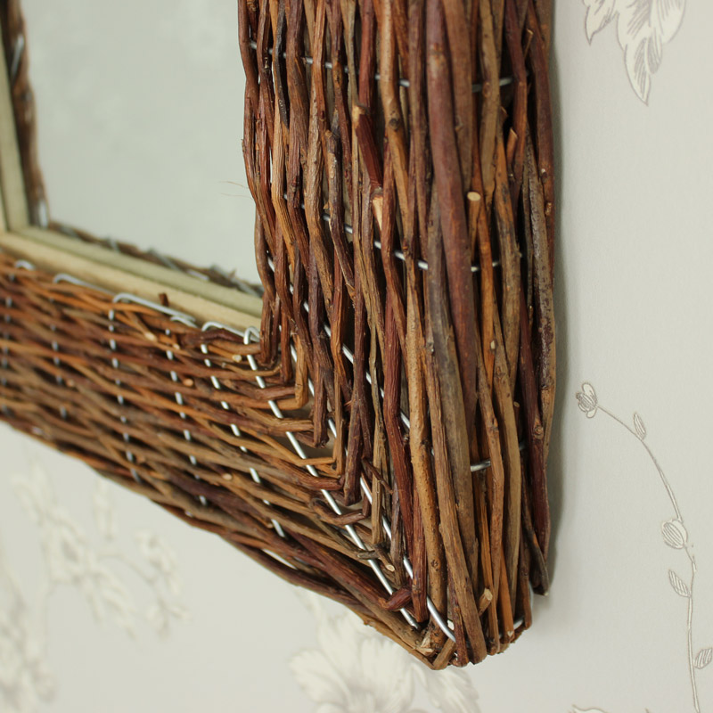 Rustic Wicker Wall Mirror