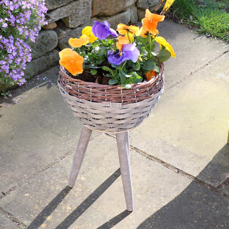 Wicker Basket Plant Stand