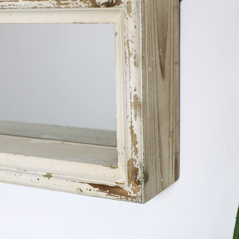 Rustic Wood Framed Wall Mirror 22cm x 56cm