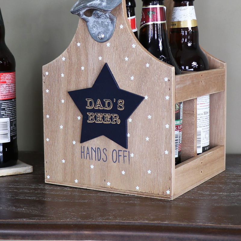 Rustic Wooden 'Dad's Beer' Wooden Bottle Holder Trug