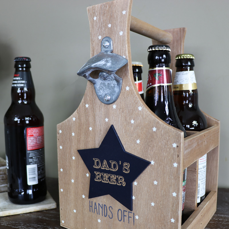 Rustic Wooden 'Dad's Beer' Wooden Bottle Holder Trug