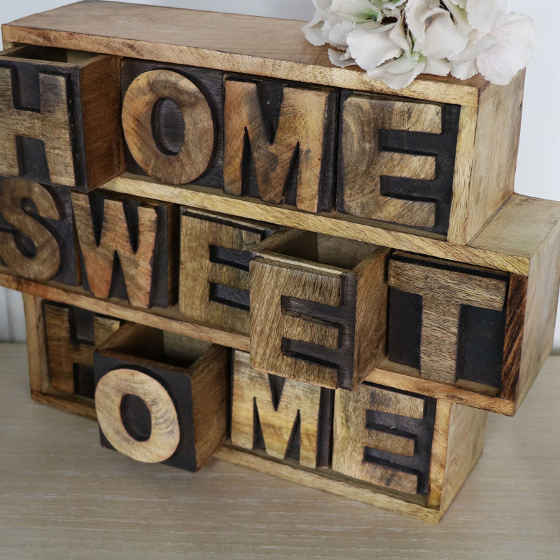 Rustic Wooden Keepsake Chest 'Home Sweet Home'