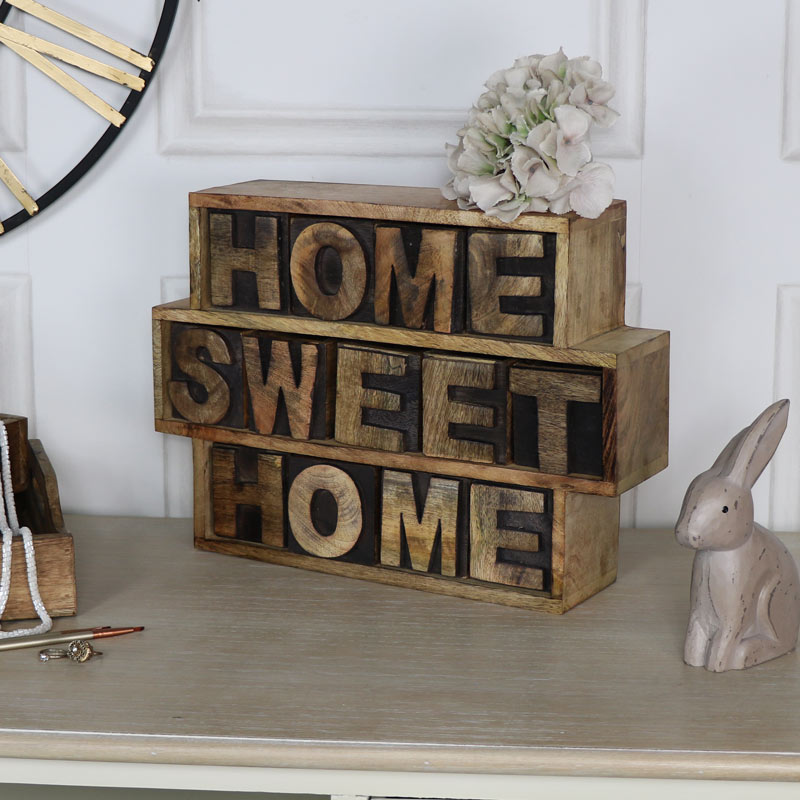 Rustic Wooden Keepsake Chest 'Home Sweet Home'