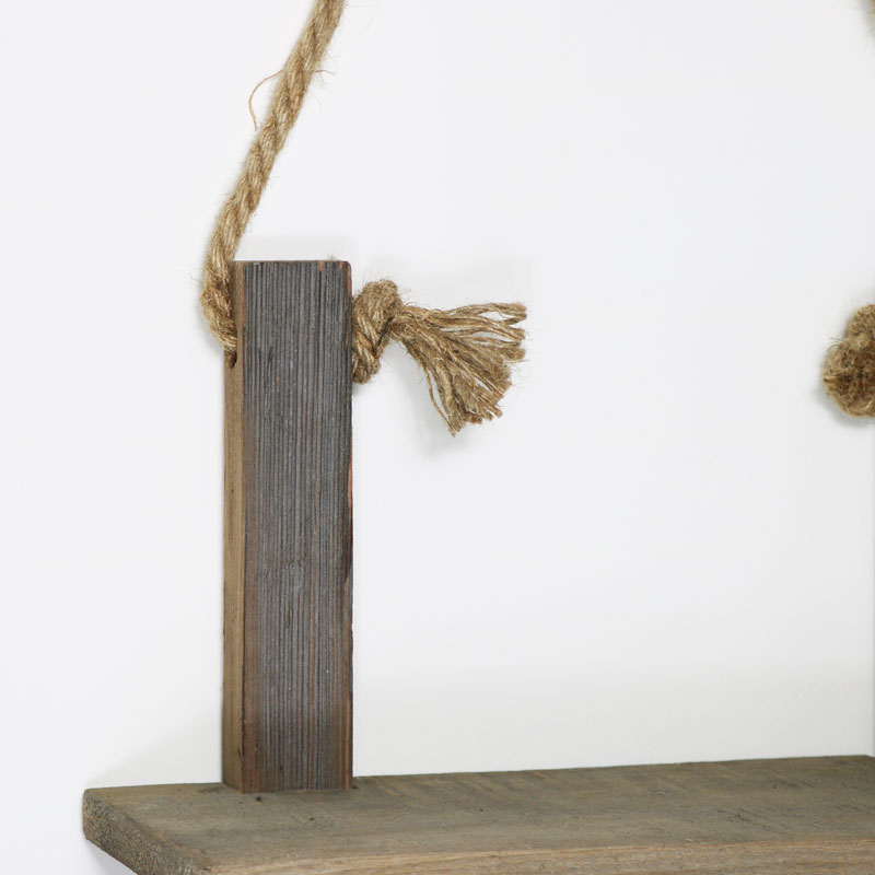 Rustic Wooden Rope Wall Shelves