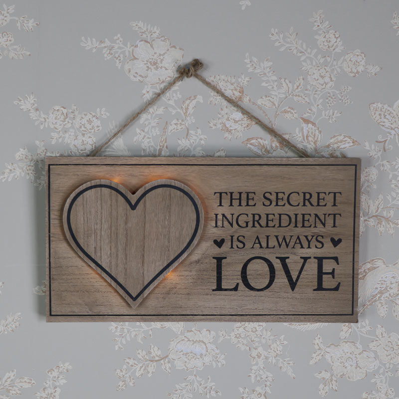 Rustic Wooden Wall Mounted LED Secret Ingredient Plaque