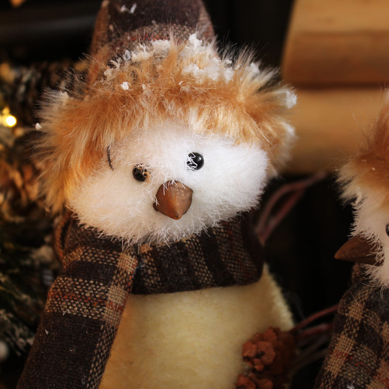 Set of 2 Fluffy Christmas Bird Decorations