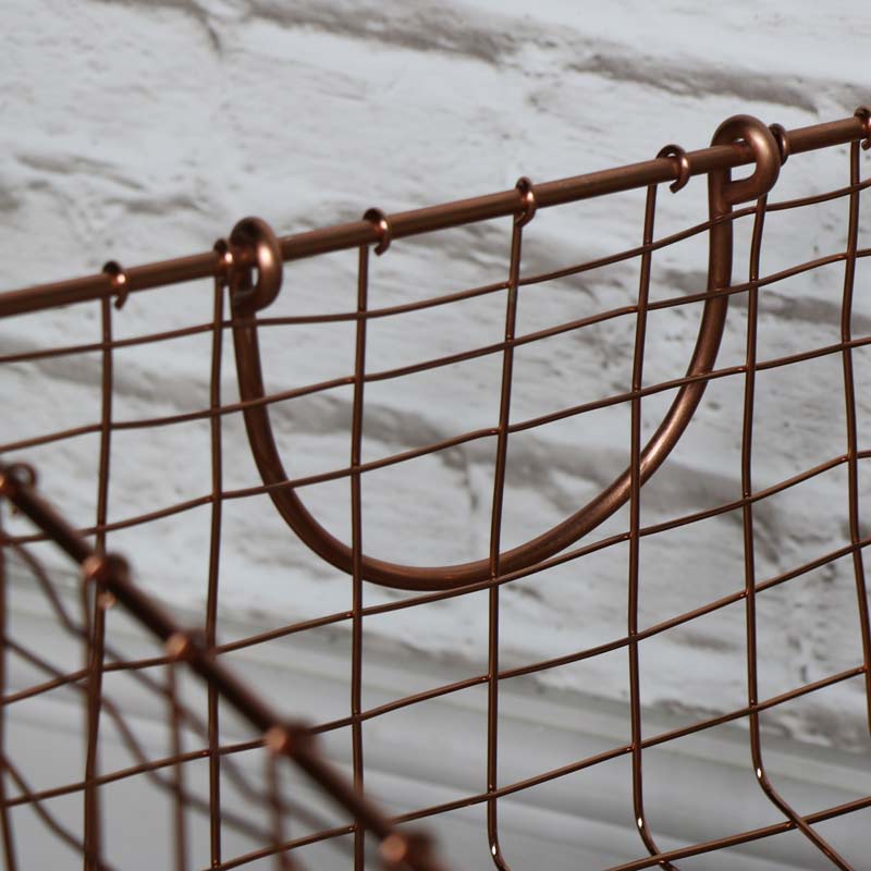 Set of 3 Copper Metal Storage Baskets