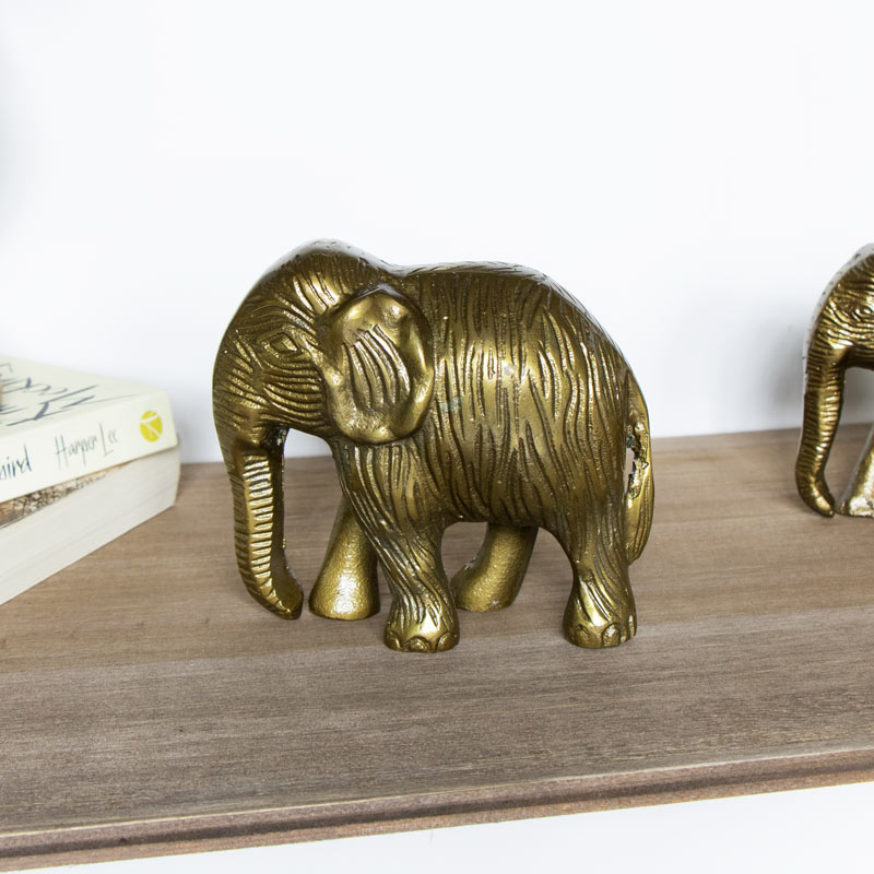 Set of 3 Family of Gold Indian Elephant Ornaments