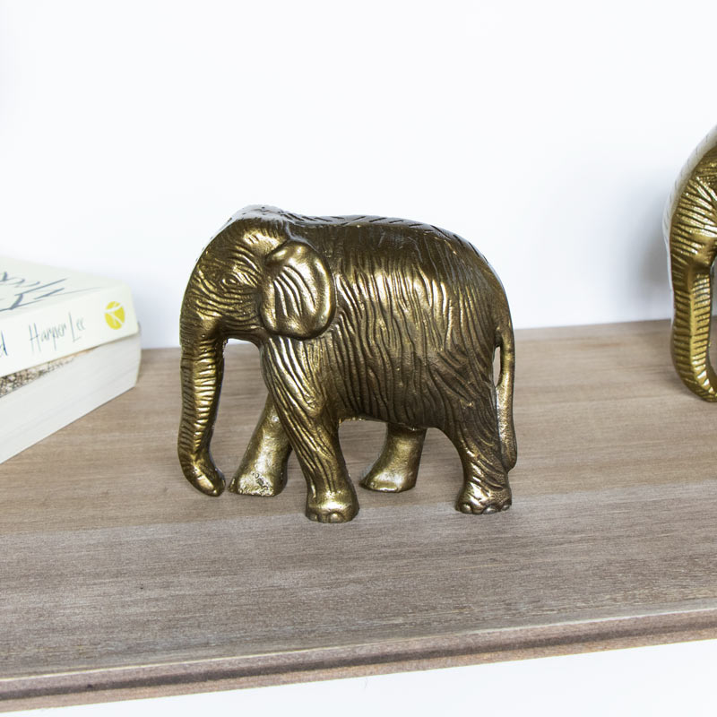 Set of 3 Family of Gold Indian Elephant Ornaments