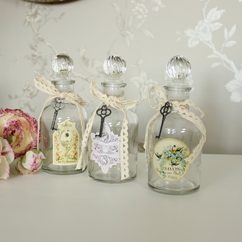 Set of 3 Glass Boudoir Bottles