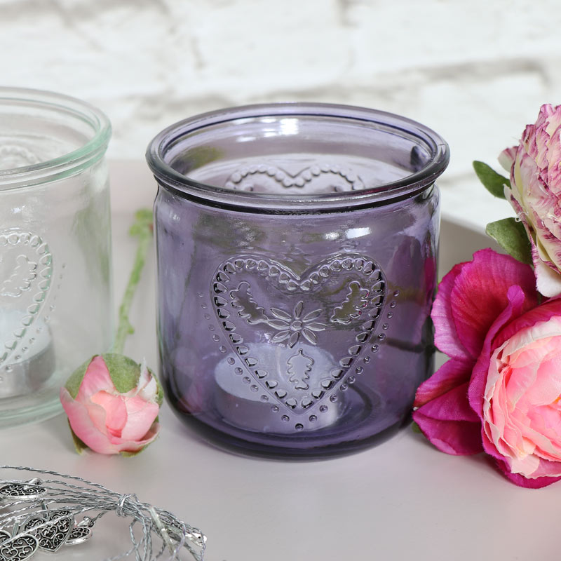 Set Of 3 Glass Heart Jars