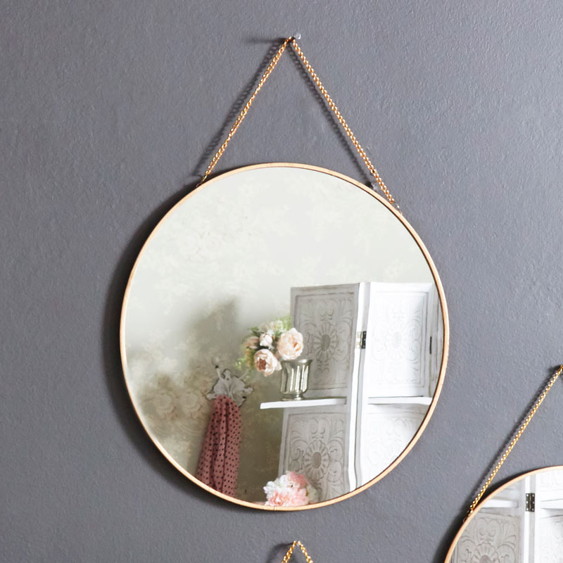 Set of 3 Gold Framed Circle Mirrors