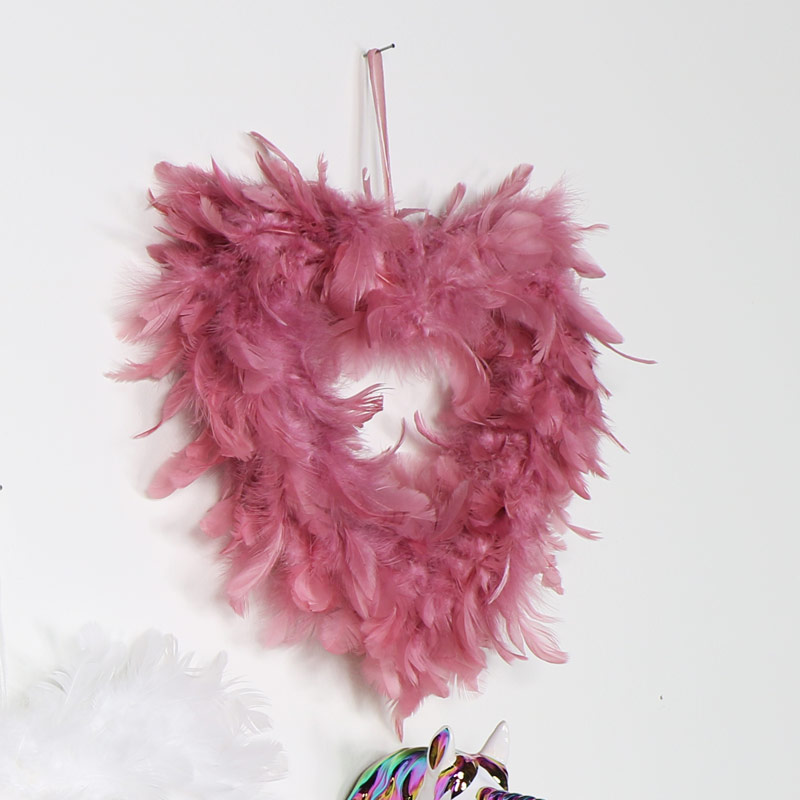 Set of 3 Hanging Feather Heart Hanging Decoration