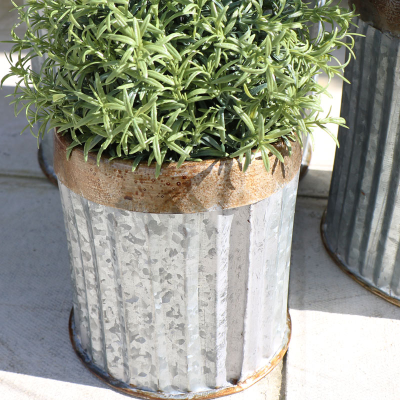 Set of 3 Round Grey Metal Planters