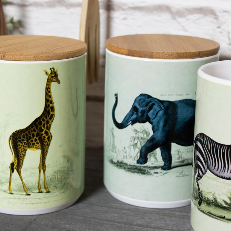 Set of 3 Safari Storage Jars