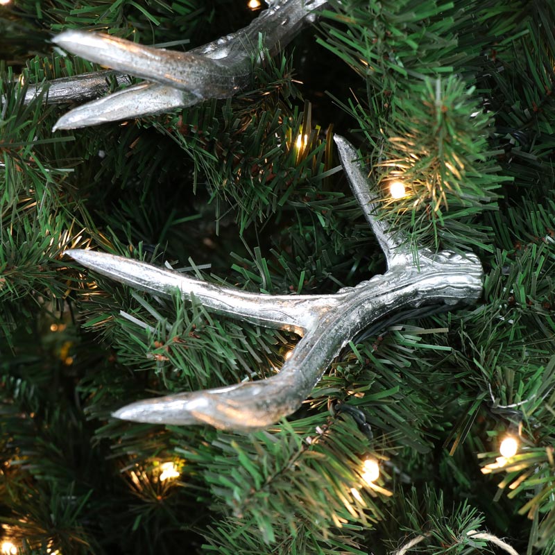 Set of 3 Silver Antler Decorations