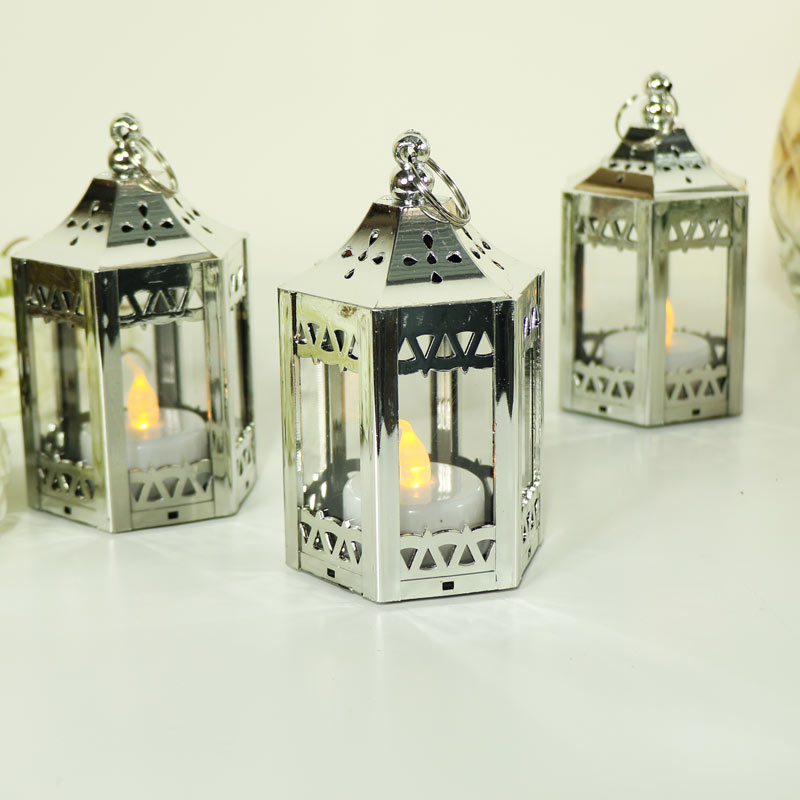 Set of 3 Silver LED Candle Lanterns