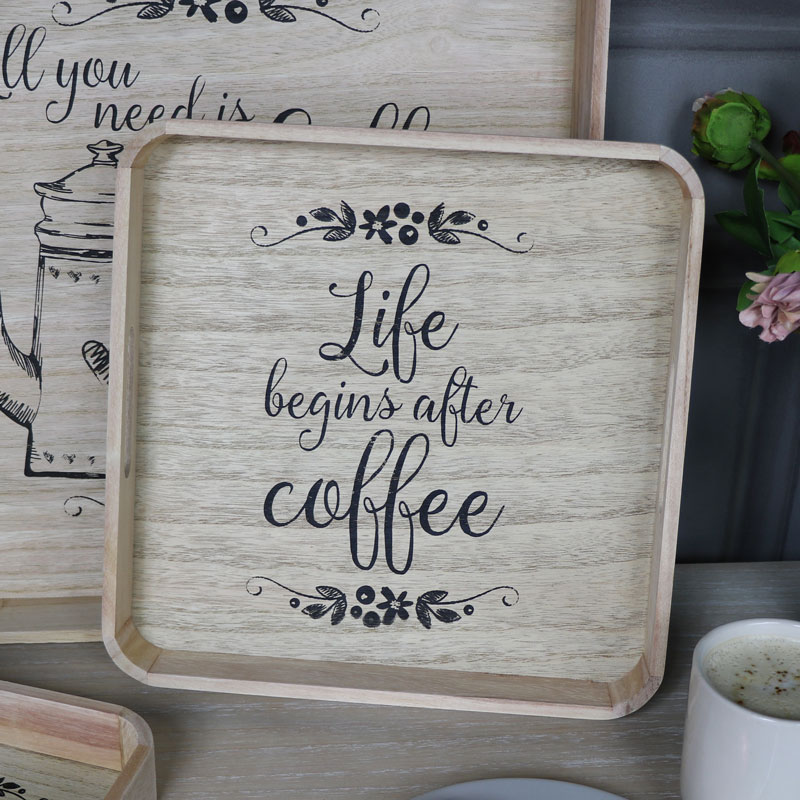 Set of 3 Square Coffee Serving Trays