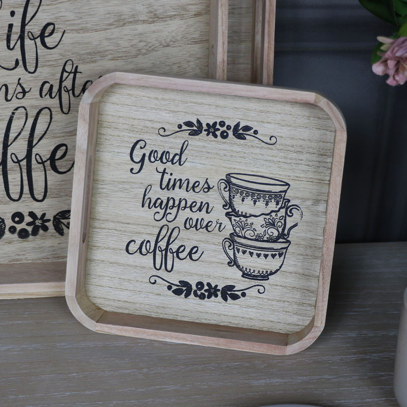 Set of 3 Square Coffee Serving Trays