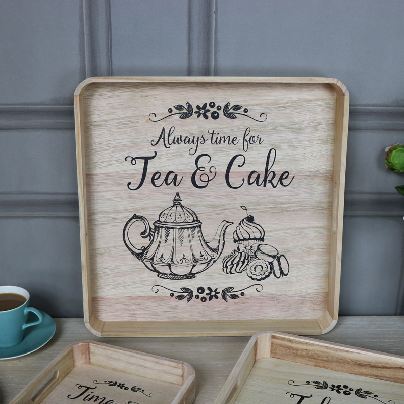 Set of 3 Square Tea Serving Trays