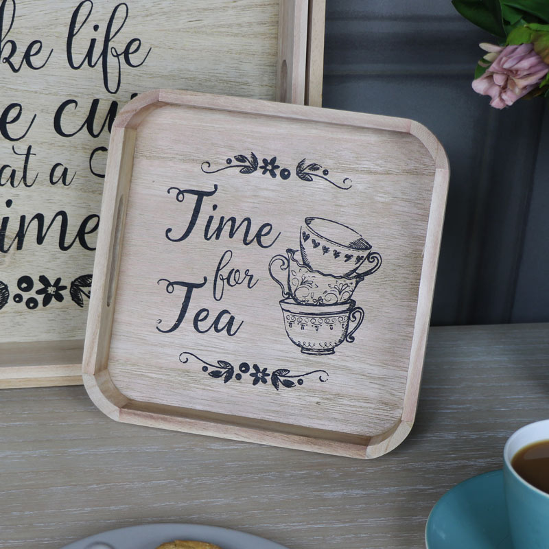 Set of 3 Square Tea Serving Trays