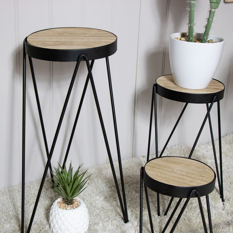 Set of 3 Wire Metal Side Tables  Plant Stands 